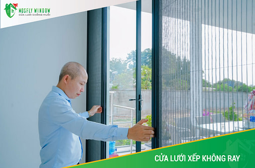 Cua-luoi-chong-muoi-xep-khong-ray-mosfly Cửa lưới chống muỗi xếp không ray màu xám